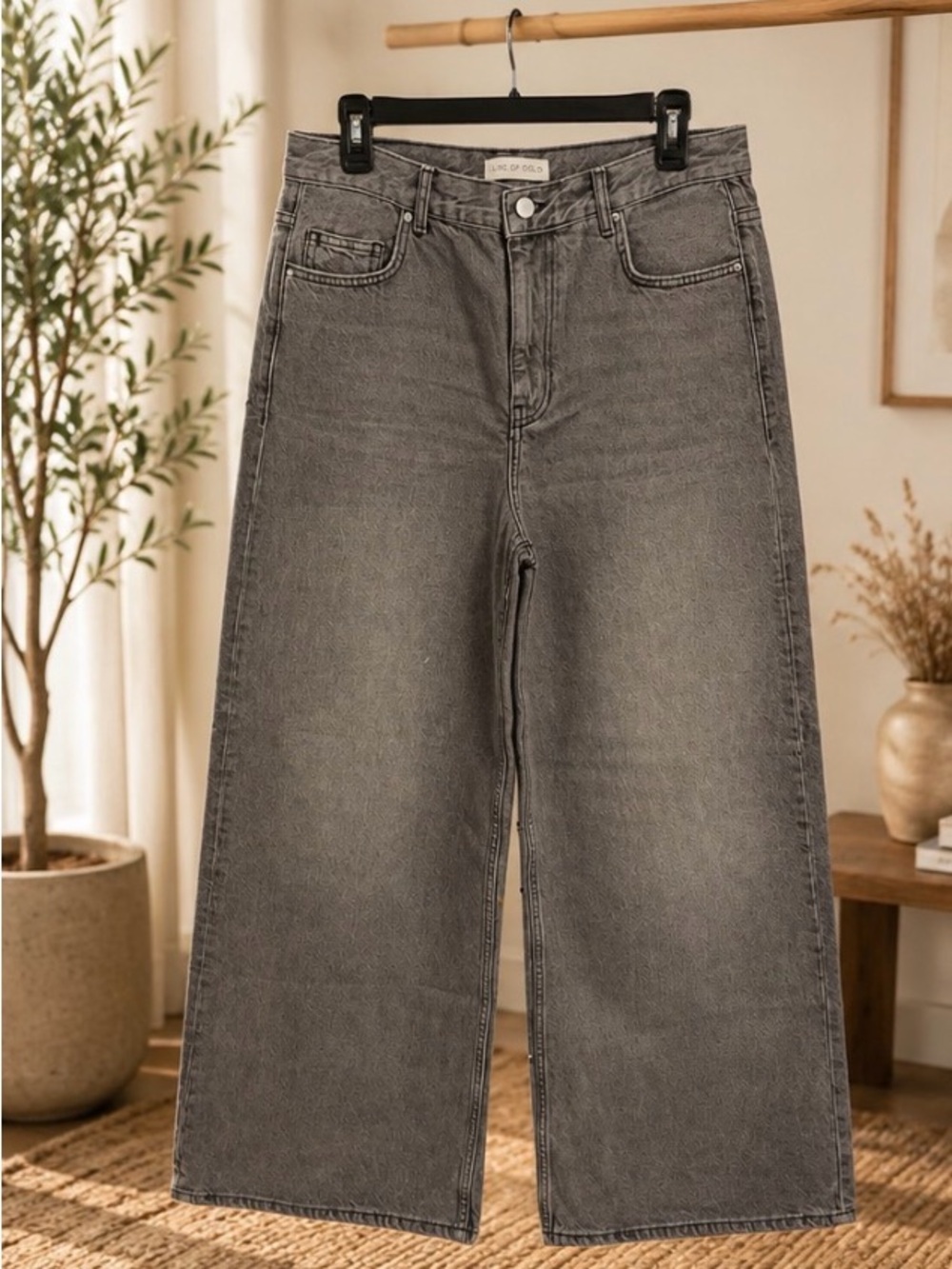 Line of Oslo St. Barths Gray Wide Leg Jeans High Rise Washed Denim Medium